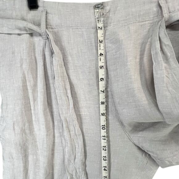 Women's Cropped Linen Pants - Light Gray - Picture 7 of 12